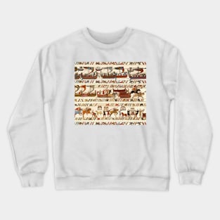 BAYEUX TAPESTRY ,BATTLE OF HASTINGS ,NORMAN KNIGHTS HORSEBACK AND VIKING SHIPS Crewneck Sweatshirt